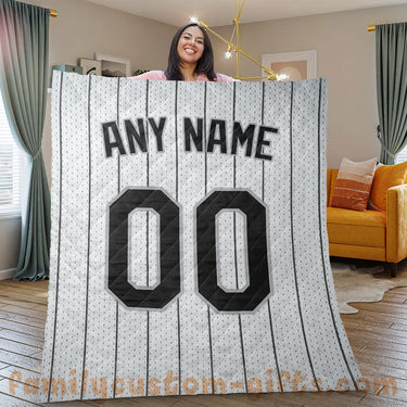 Custom Premium Quilt Blanket Chicago Jersey Baseball Personalized Quilt Gifts for Her & Him